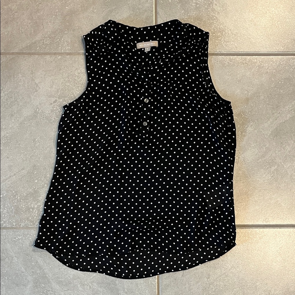 Banana Republic Polka Dot Shell Tank in Black